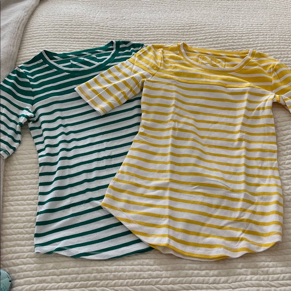 Banana Republic Set of 2 Striped Scoop Neck Sleeve Tees both size Small